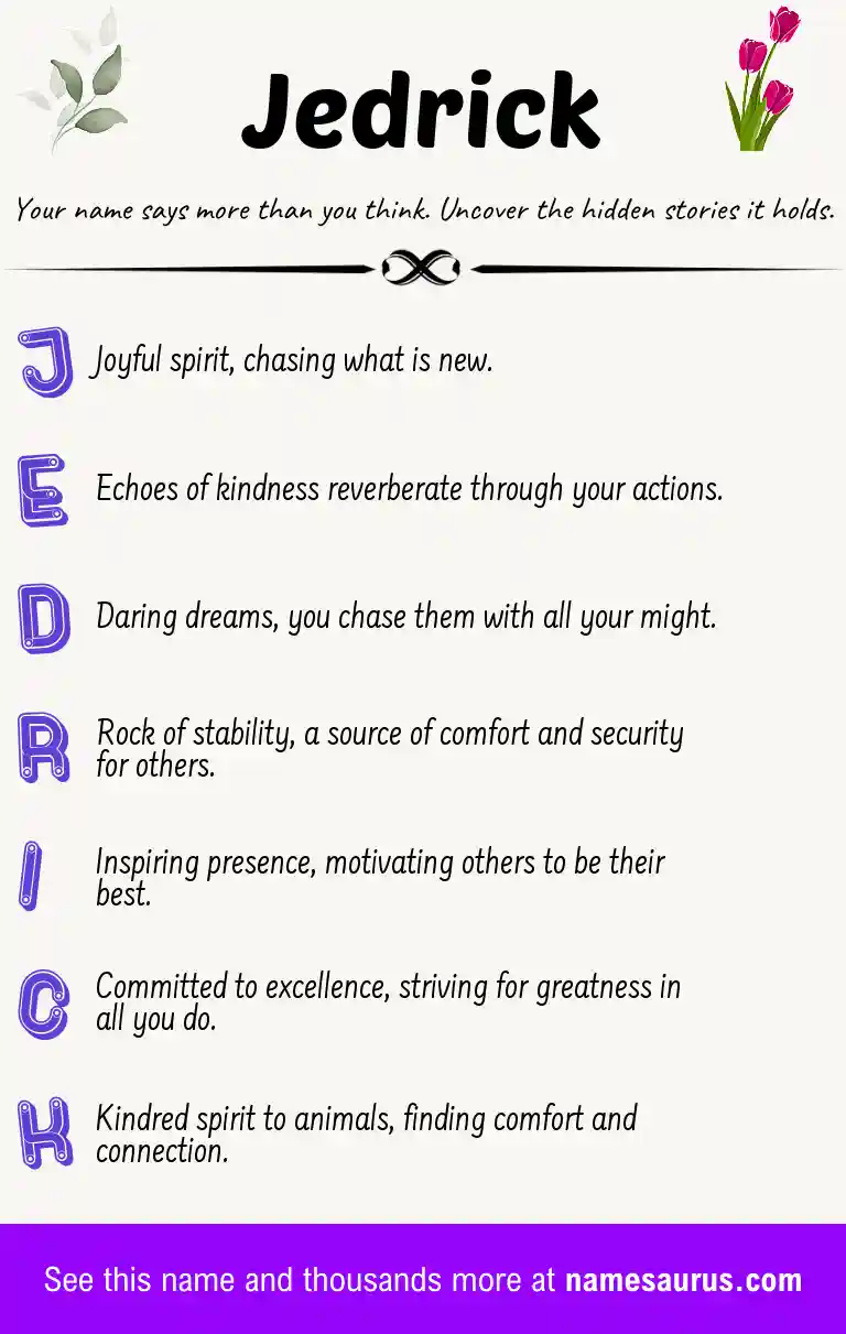 Acrostic poem about Jedrick.