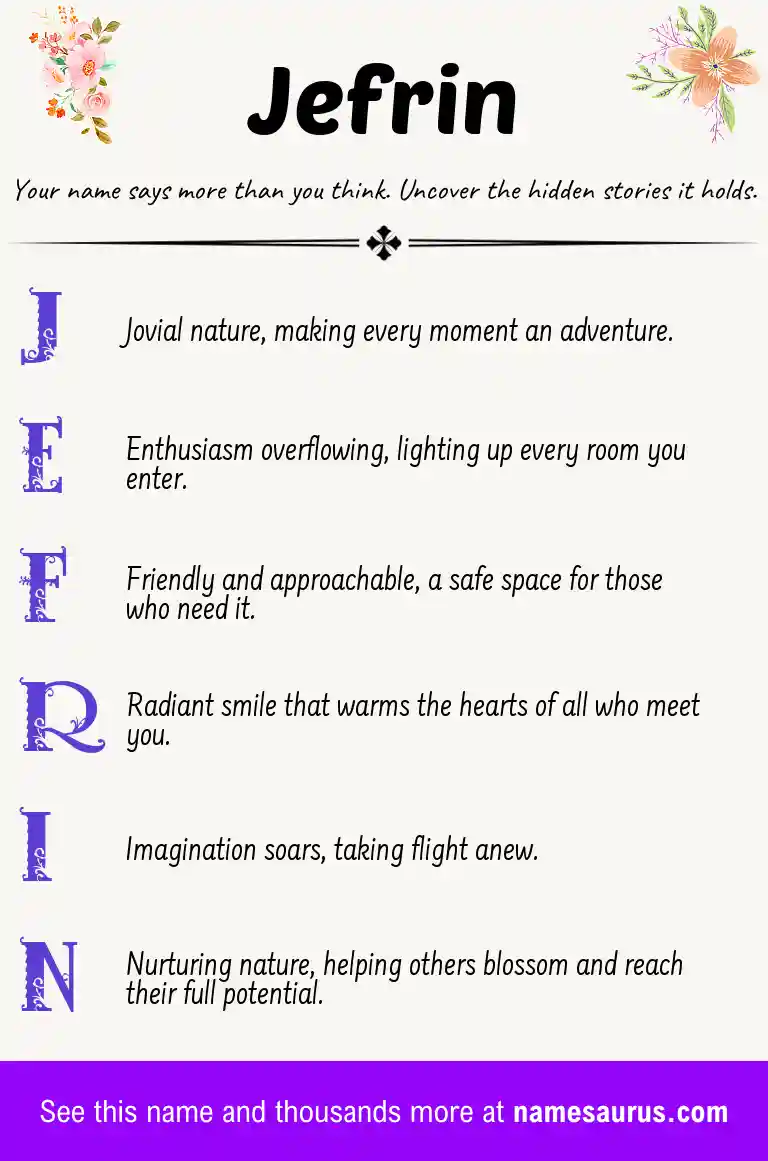 Acrostic poem about Jefrin.