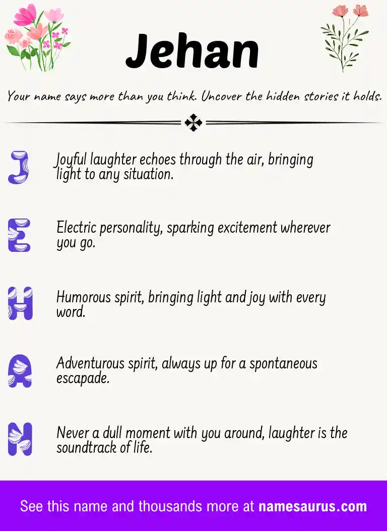 Acrostic poem about Jehan.