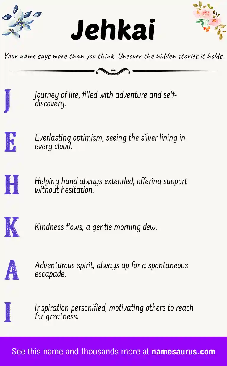 Acrostic poem about Jehkai.