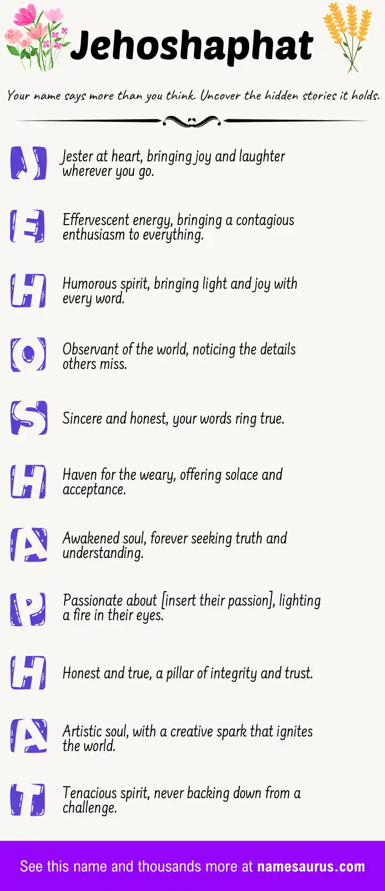 Acrostic poem about Jehoshaphat.