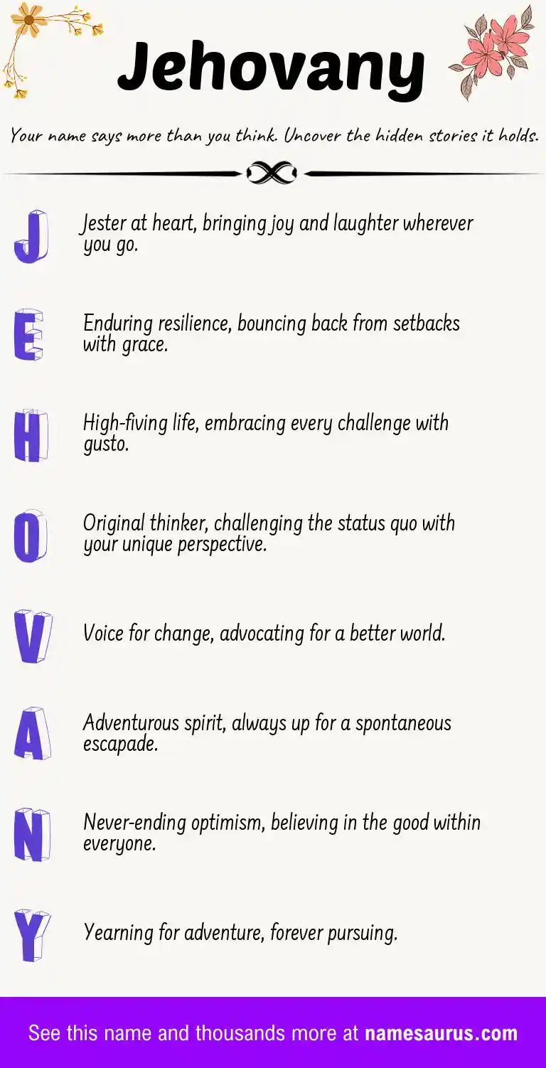 Acrostic poem about Jehovany.