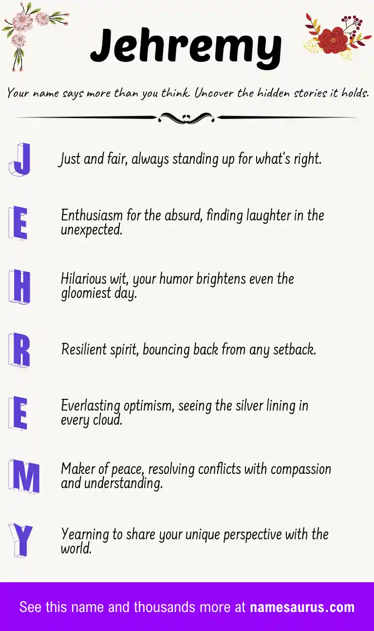 Acrostic poem about Jehremy.