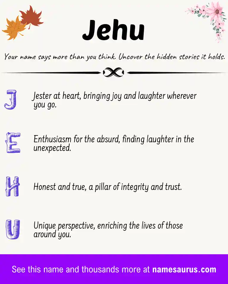 Acrostic poem about Jehu.