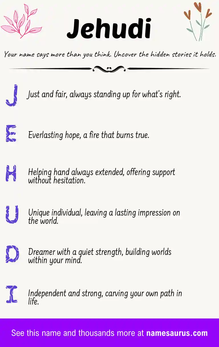 Acrostic poem about Jehudi.
