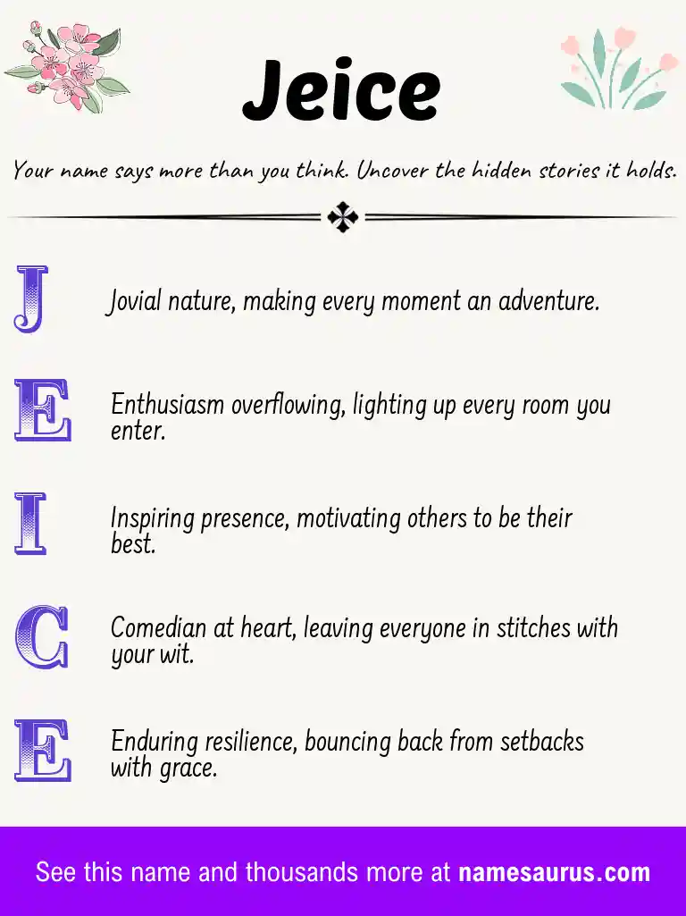 Acrostic poem about Jeice.