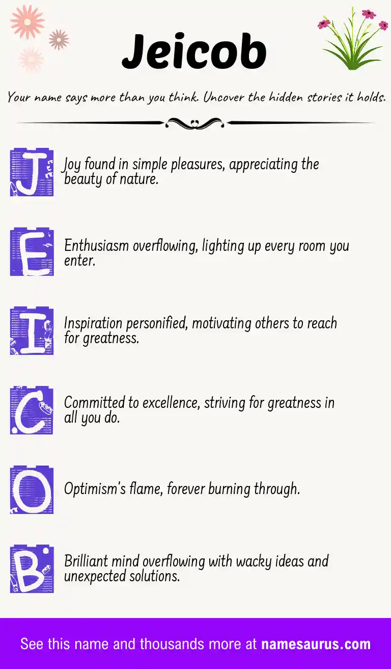 Acrostic poem about Jeicob.