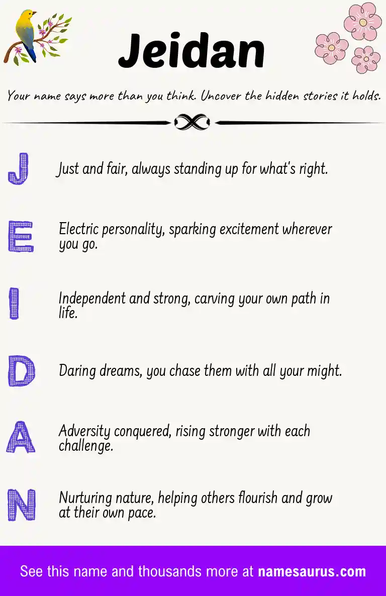 Acrostic poem about Jeidan.