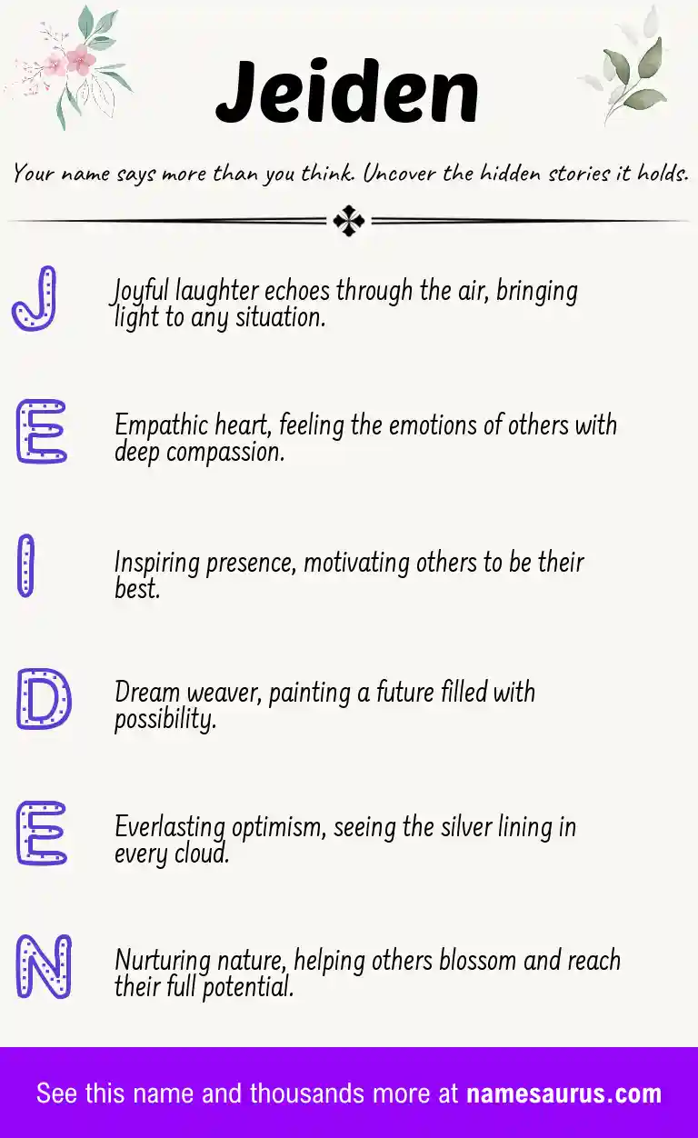 Acrostic poem about Jeiden.