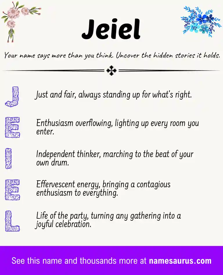 Acrostic poem about Jeiel.