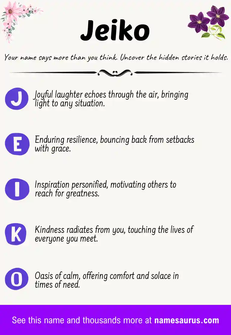 Acrostic poem about Jeiko.
