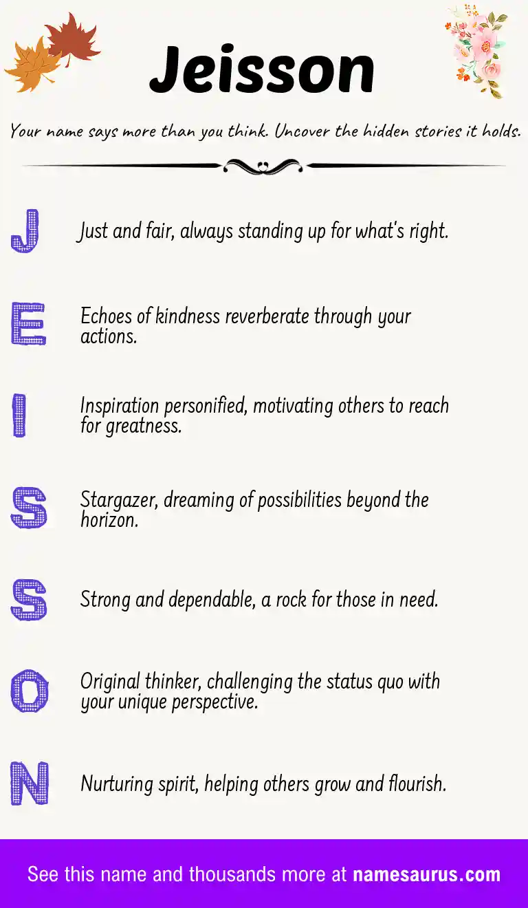 Acrostic poem about Jeisson.