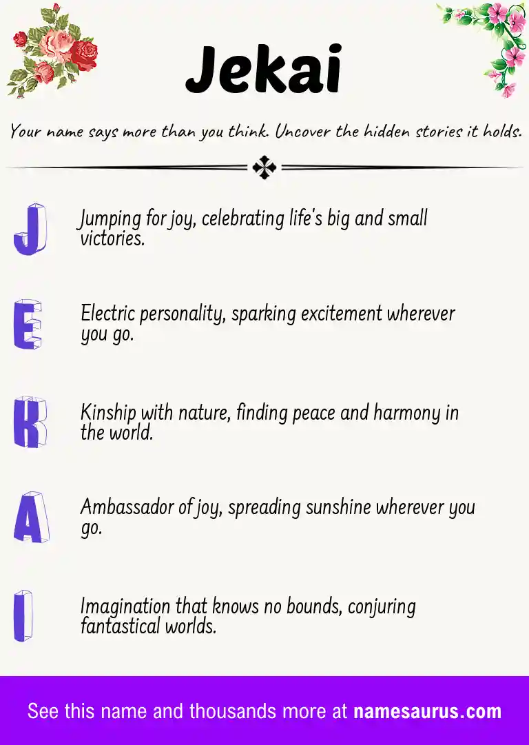 Acrostic poem about Jekai.