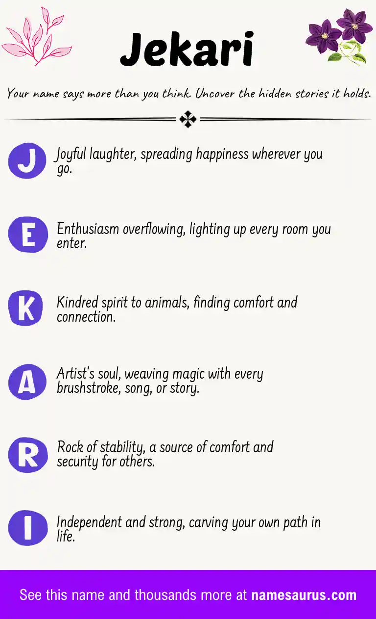 Acrostic poem about Jekari.