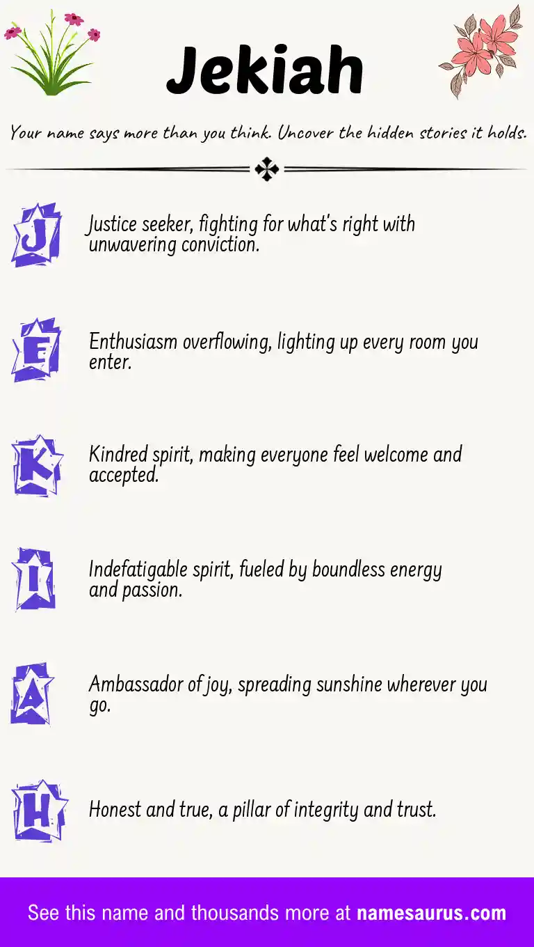 Acrostic poem about Jekiah.