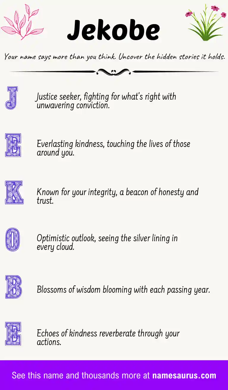 Acrostic poem about Jekobe.