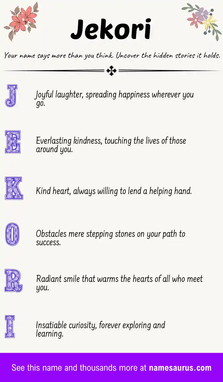Acrostic poem about Jekori.