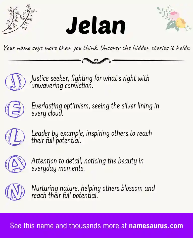 Acrostic poem about Jelan.