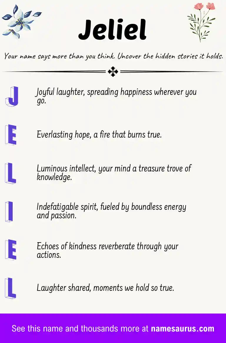 Acrostic poem about Jeliel.