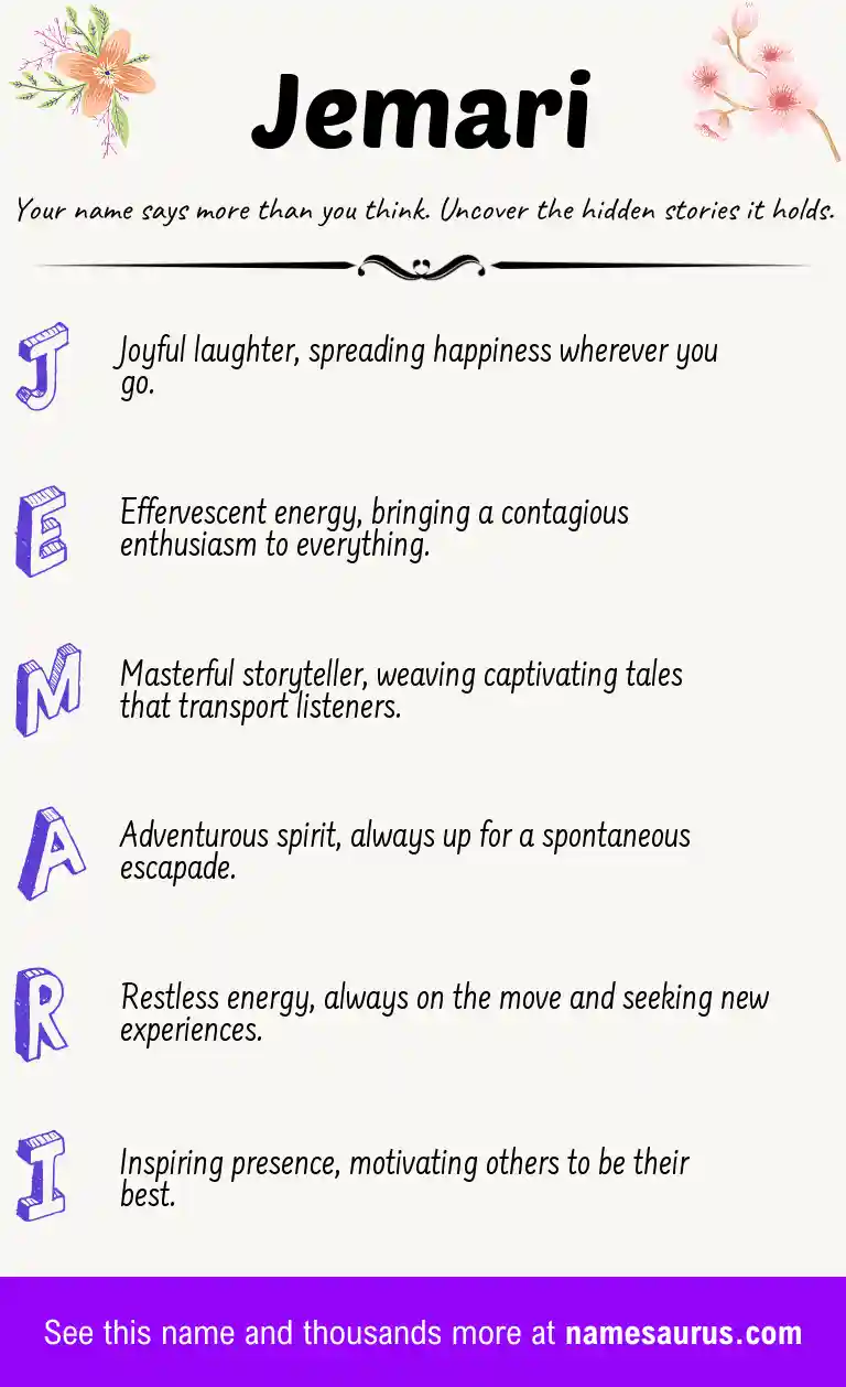 Acrostic poem about Jemari.