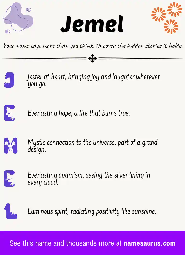 Acrostic poem about Jemel.