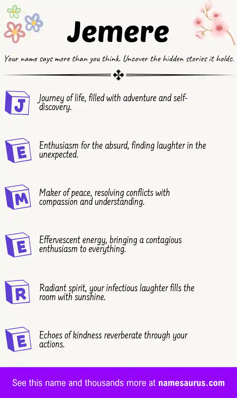 Acrostic poem about Jemere.