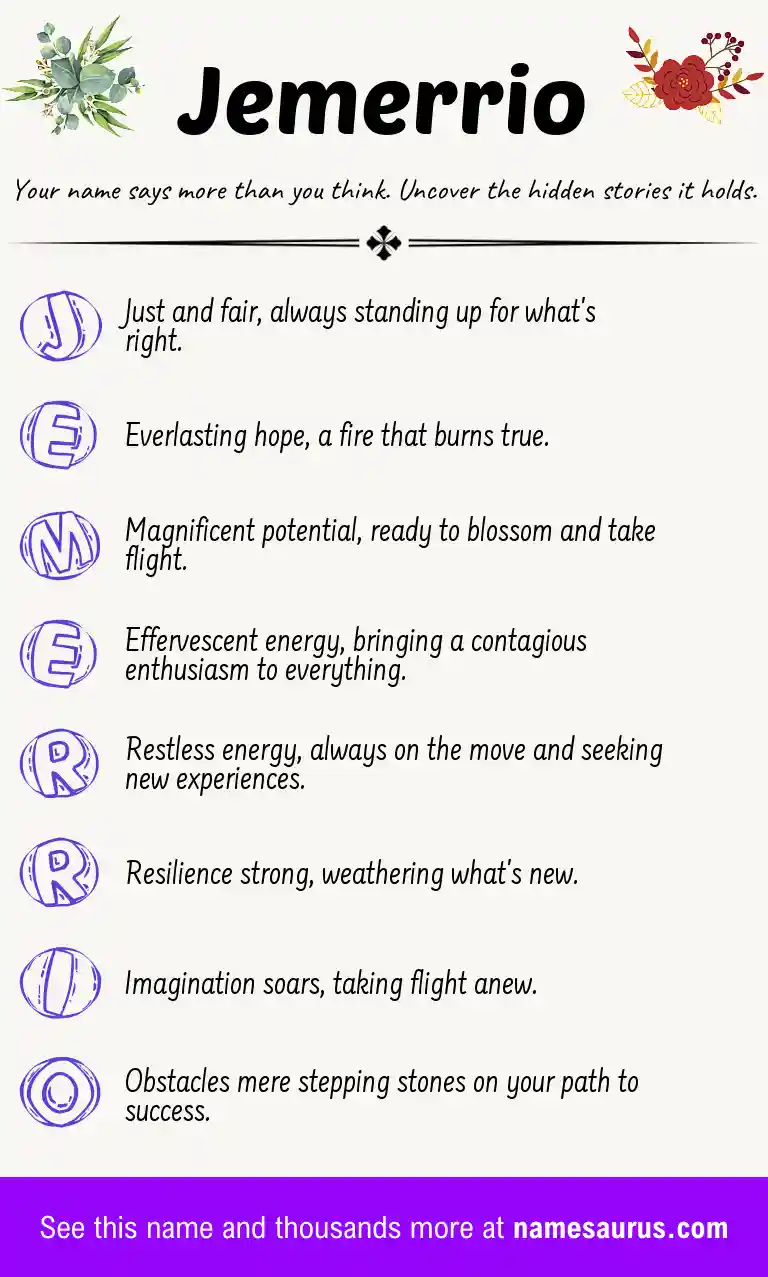 Acrostic poem about Jemerrio.