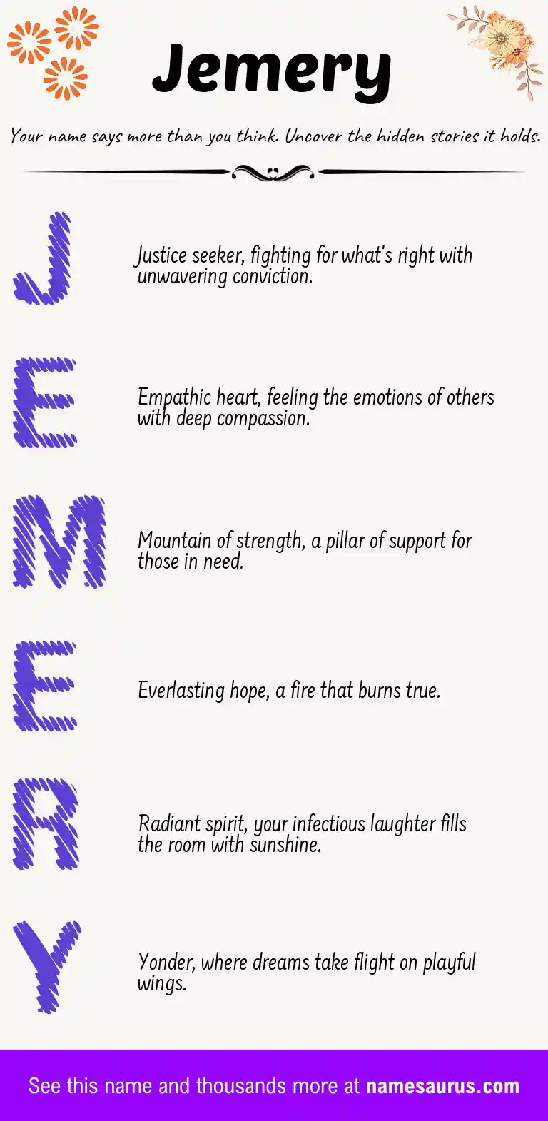 Acrostic poem about Jemery.