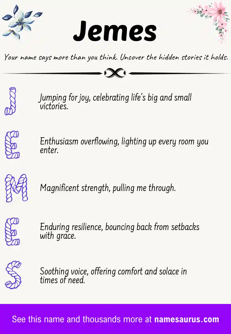Acrostic poem about Jemes.
