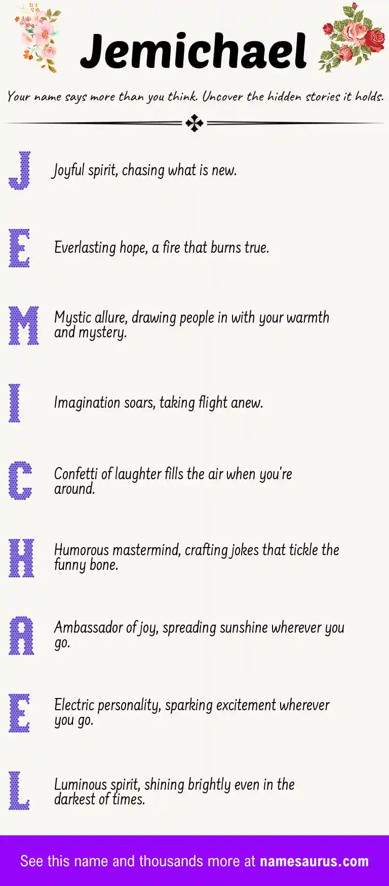 Acrostic poem about Jemichael.