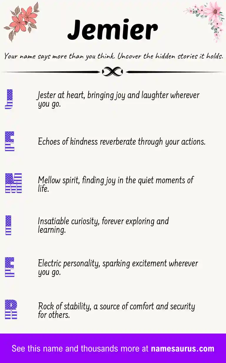 Acrostic poem about Jemier.