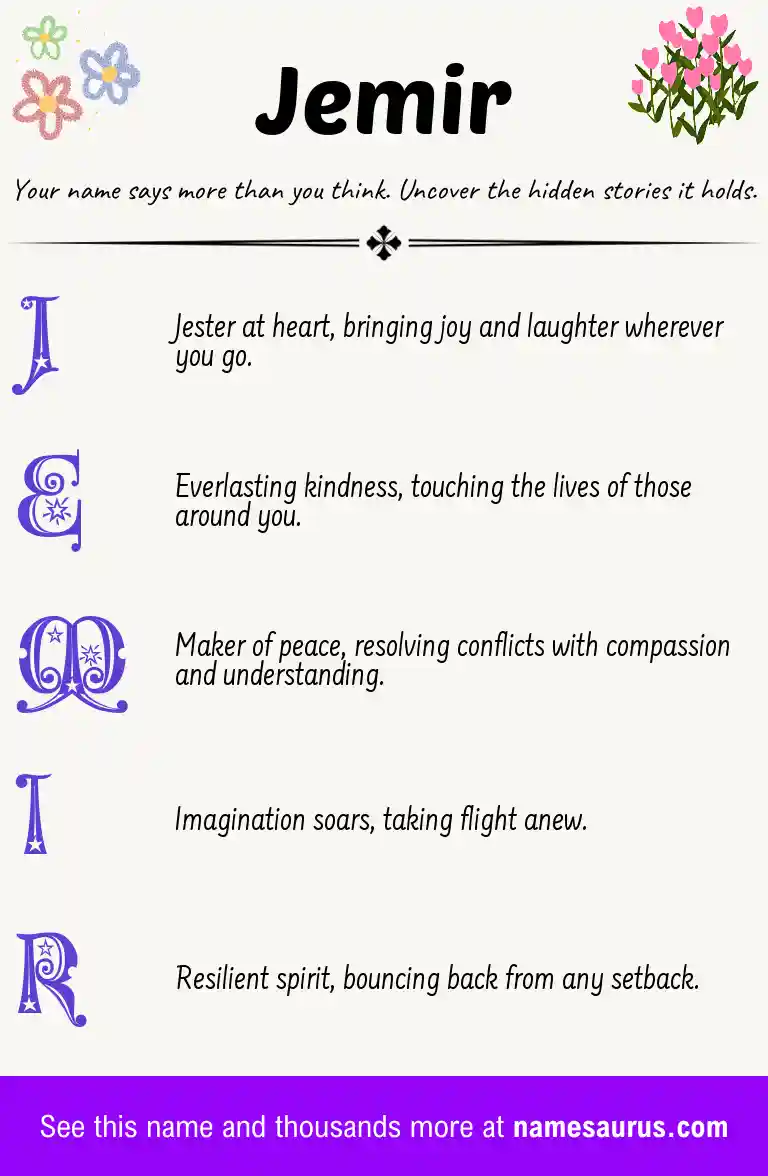 Acrostic poem about Jemir.
