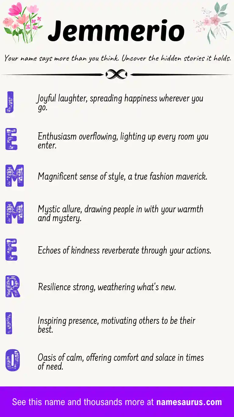 Acrostic poem about Jemmerio.