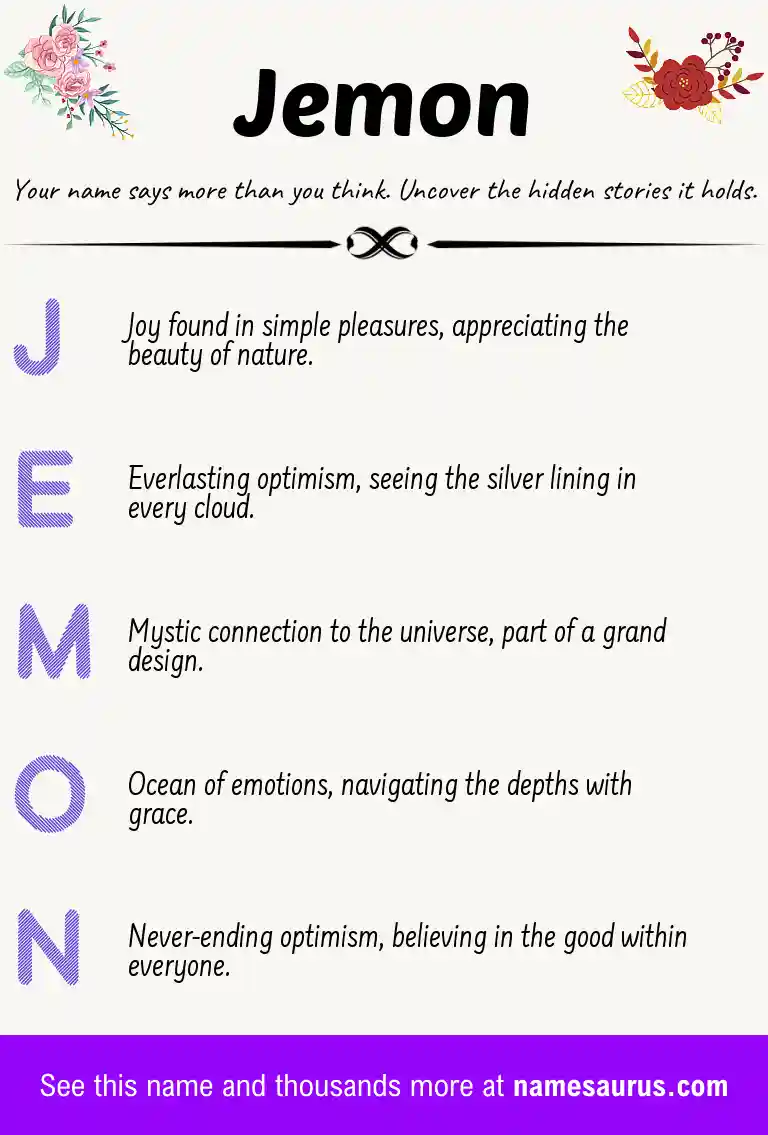 Acrostic poem about Jemon.