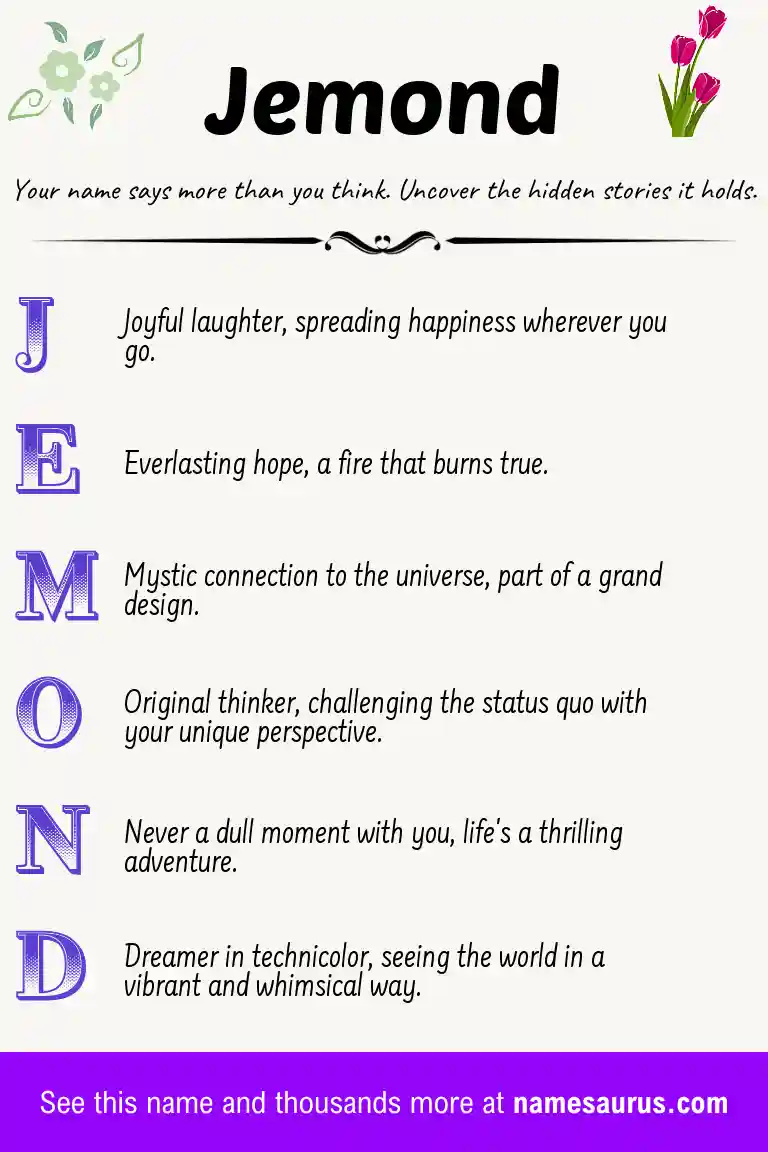 Acrostic poem about Jemond.