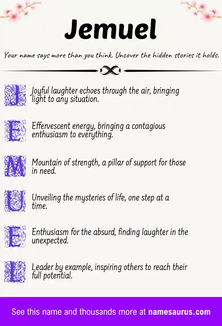 Acrostic poem about Jemuel.