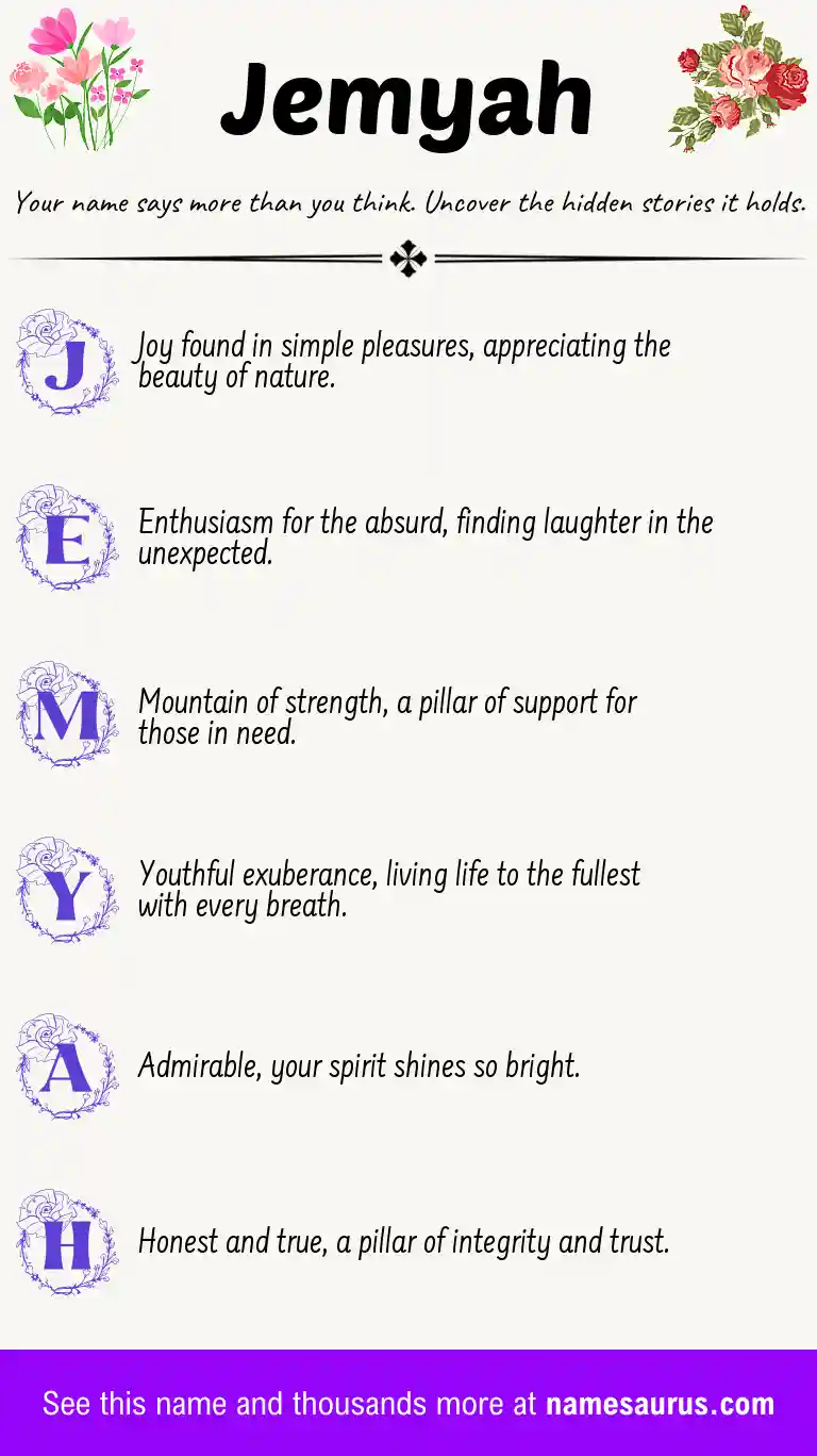 Acrostic poem about Jemyah.