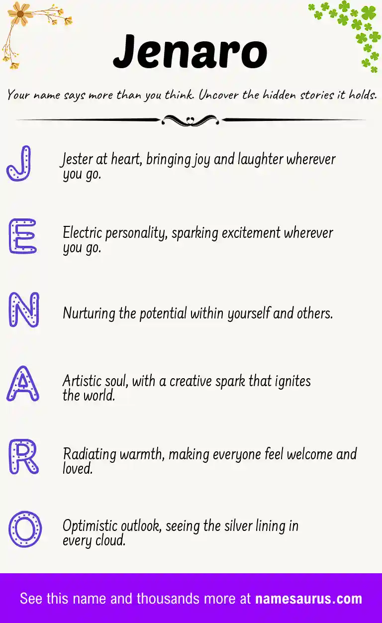 Acrostic poem about Jenaro.