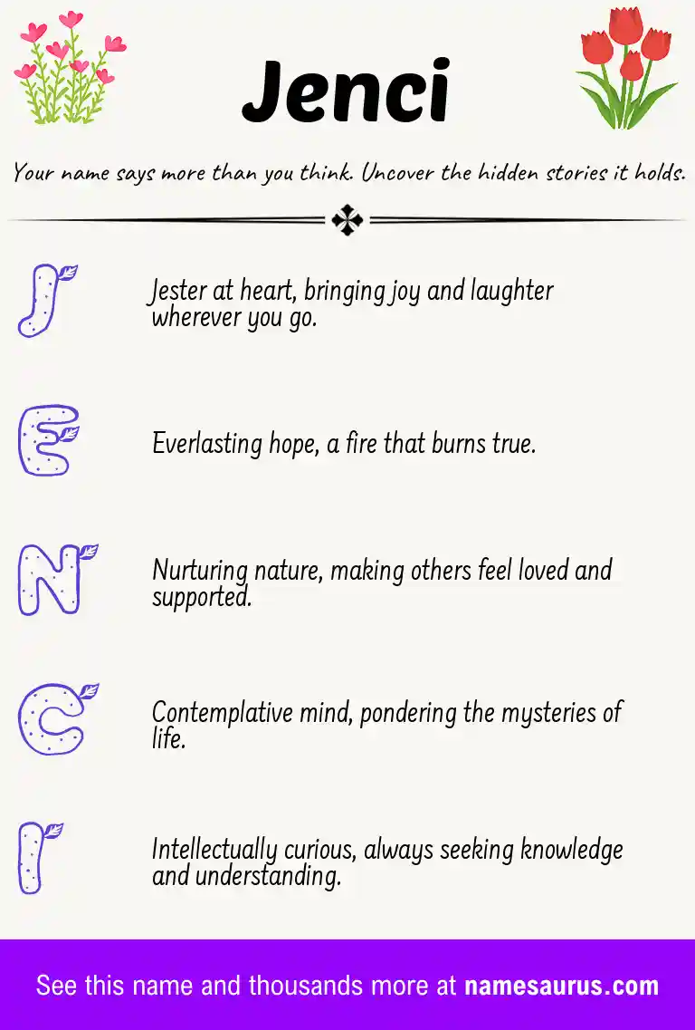 Acrostic poem about Jenci.