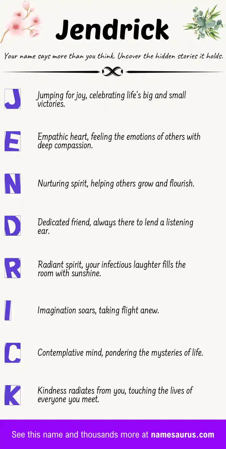 Acrostic poem about Jendrick.