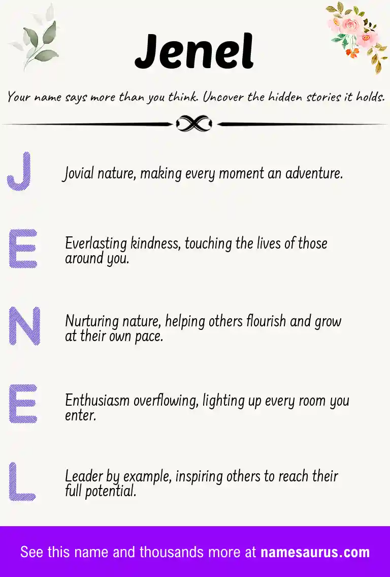 Acrostic poem about Jenel.