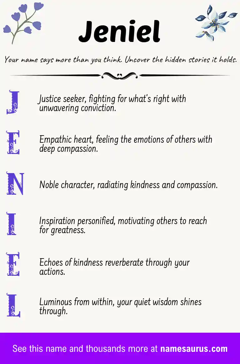 Acrostic poem about Jeniel.