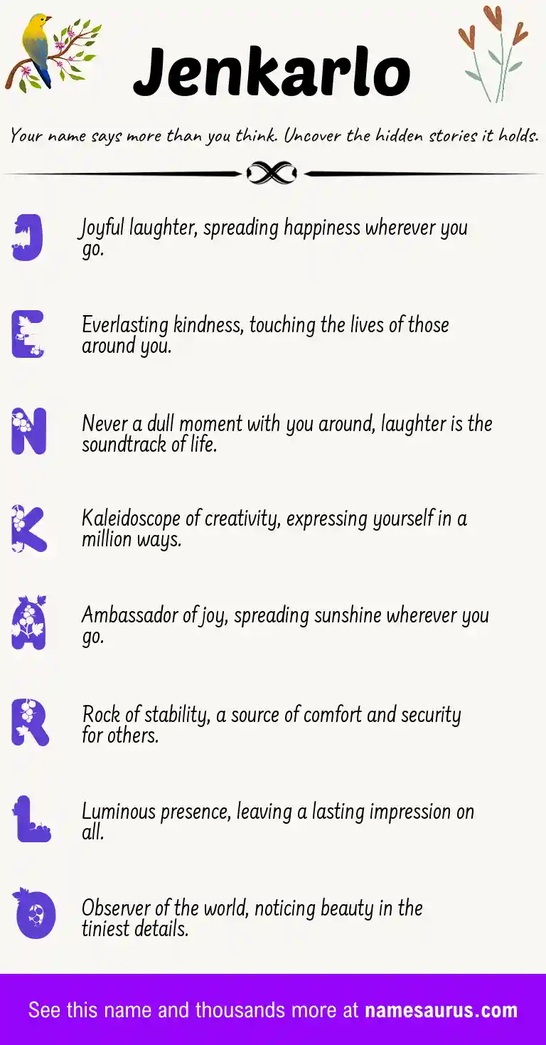 Acrostic poem about Jenkarlo.