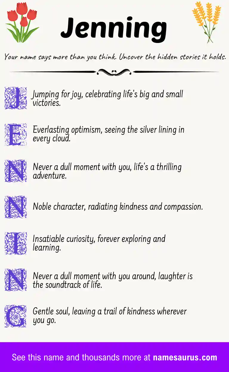 Acrostic poem about Jenning.