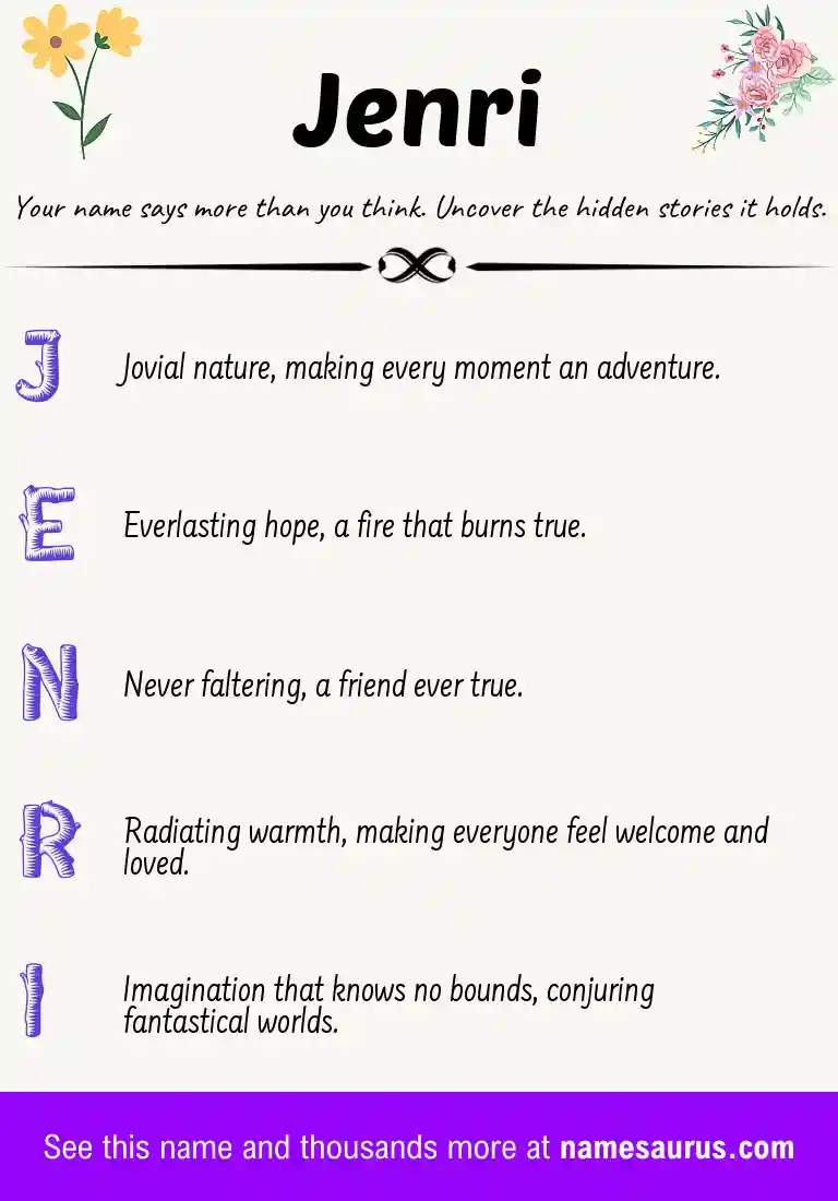Acrostic poem about Jenri.