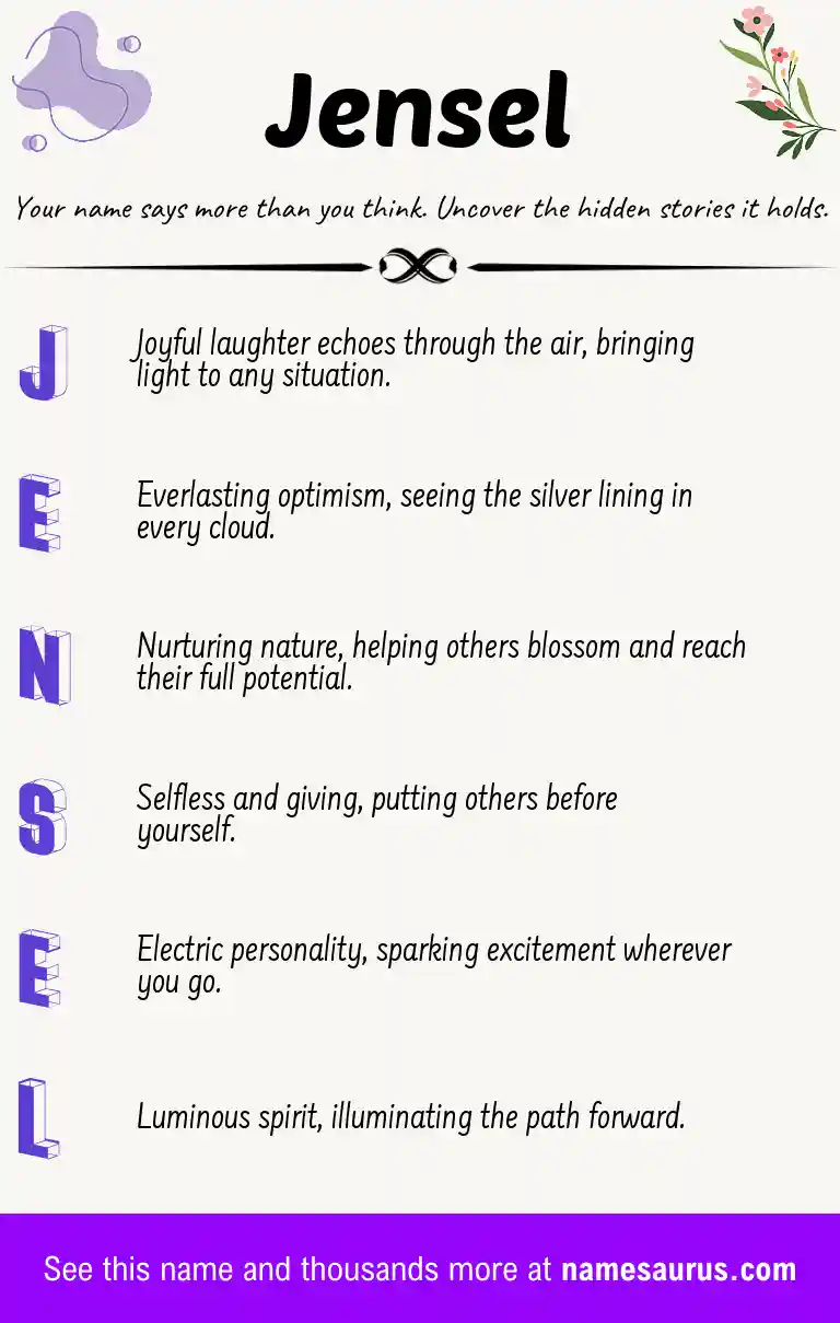 Acrostic poem about Jensel.