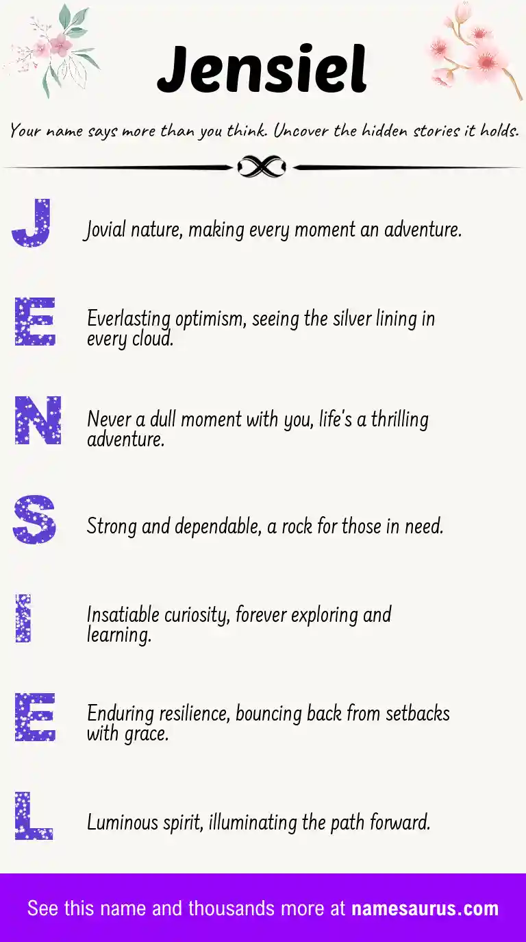 Acrostic poem about Jensiel.