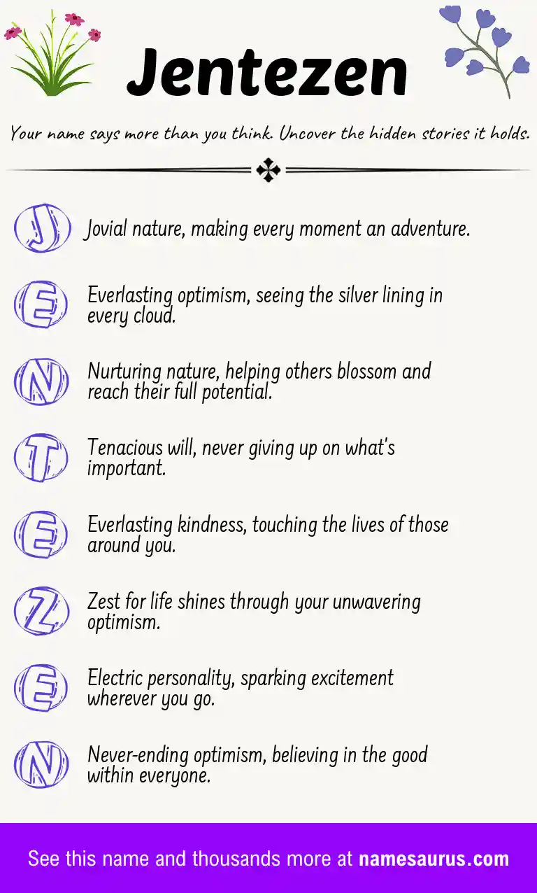 Acrostic poem about Jentezen.