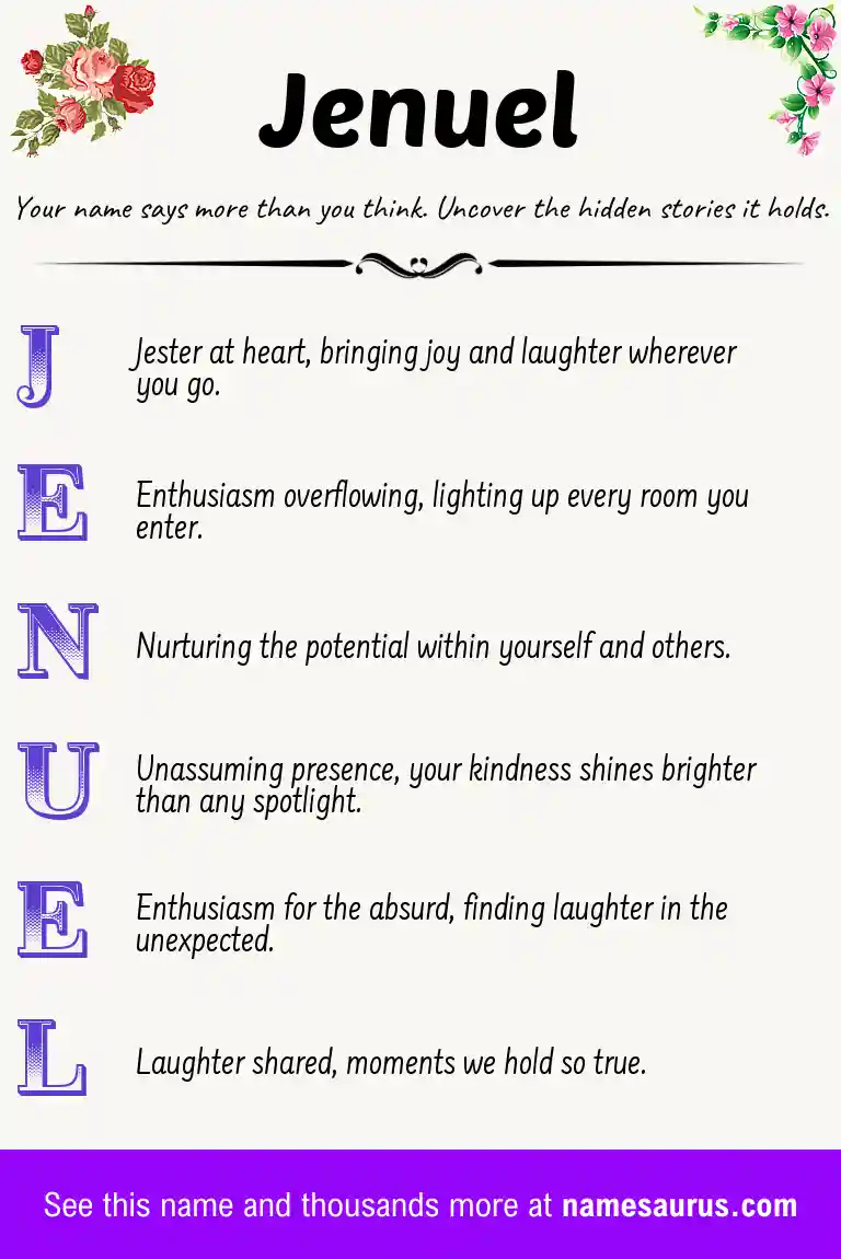 Acrostic poem about Jenuel.