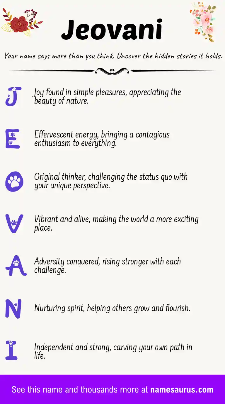 Acrostic poem about Jeovani.